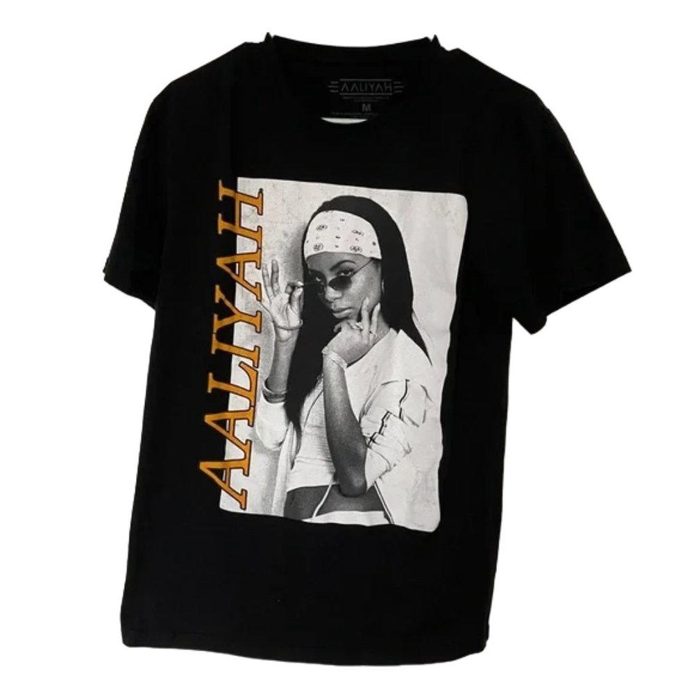 Aaliyah Graphic Tshirt Black Medium